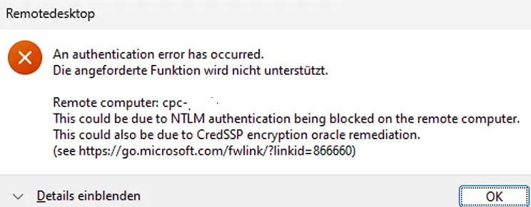 An authentication error has occurred.